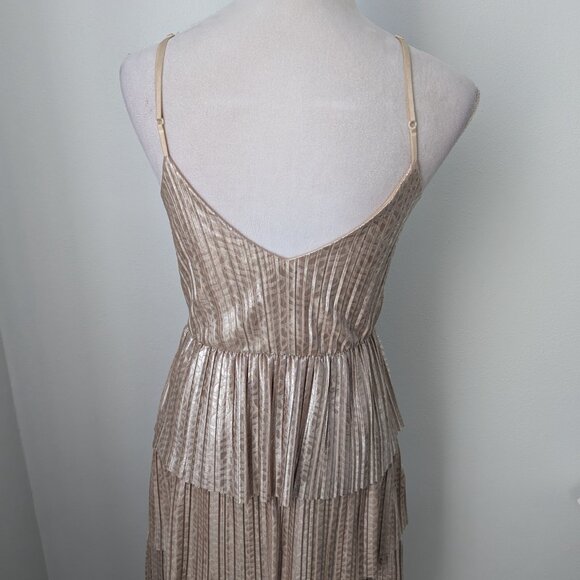 Just Me Gold Metallic Spaghetti Strap Dress, Small - Picture 4 of 5